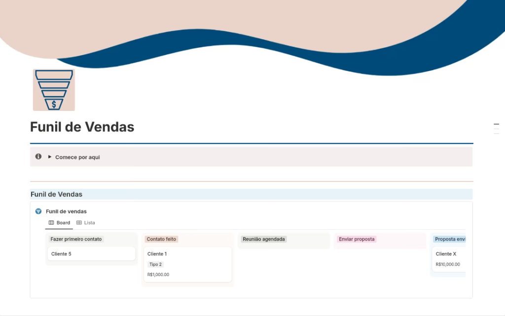 notion funil de vendas